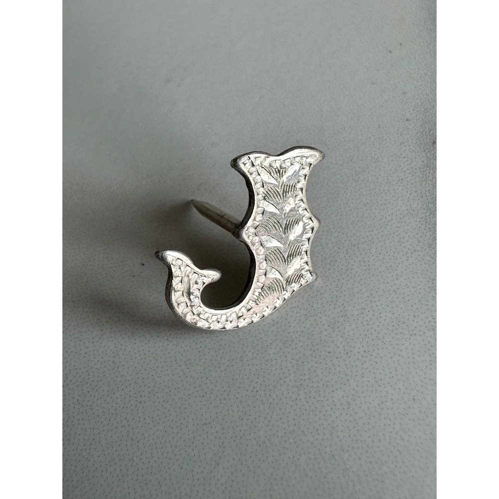 Ritchey Brothers Sterling Silver Initial J Lapel Pin Hand Engraved Vintage 0.6g
